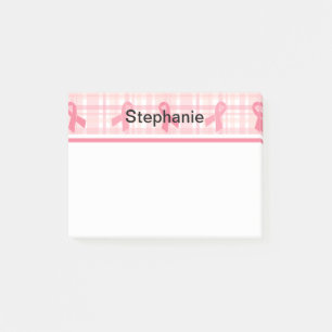 Post-it® Cancer du sein Pink Ribbon Plaid Motif