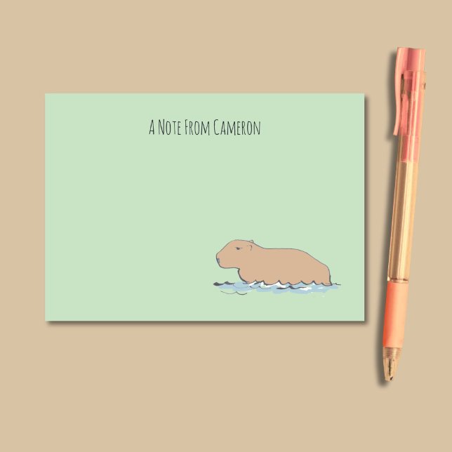 Post-it® Capybara Cute Wildlife Zoo animal (These green personalized notes feature a hand-drawn capybara and humorous, vintage style typography.)
