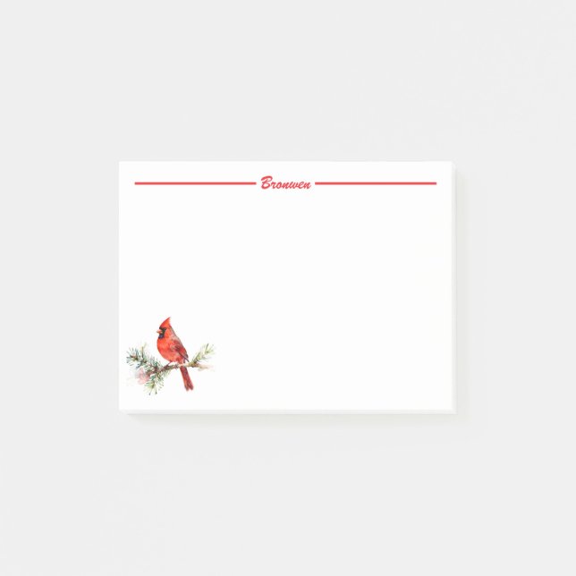 Post-it® Cardinal sur une branche de sapin (Devant)