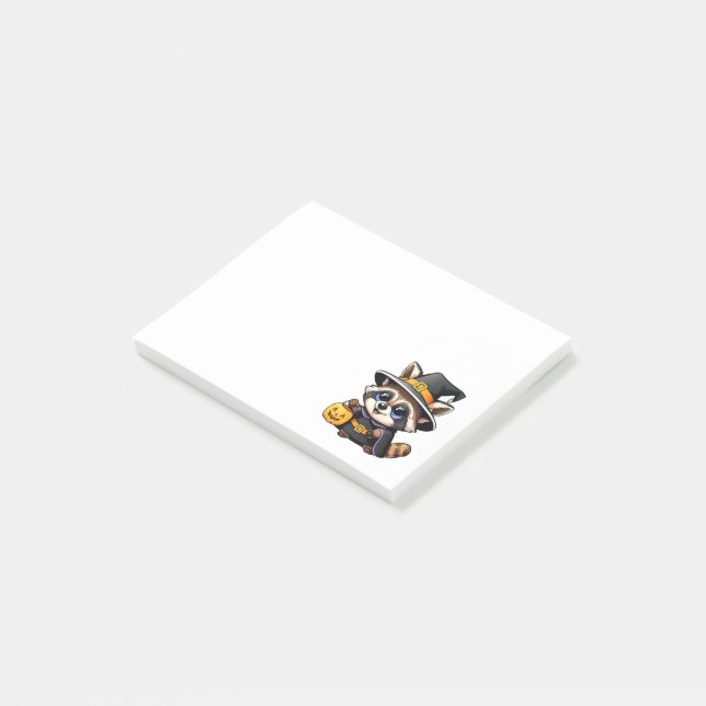 Post-it® Caricature adorable sorcière raccoon (Incliné)