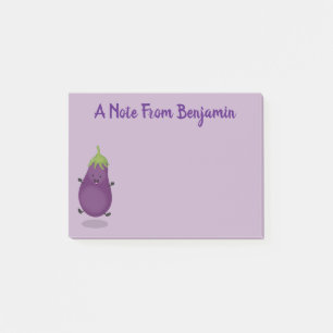 Post-it® Caricature d'aubergine d'aubergine joliment heureu