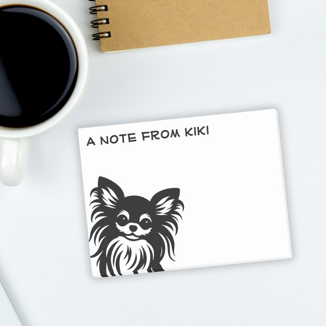 Post-it® Caricature de Chihuahua aux cheveux longs mignons (Créateur téléchargé)