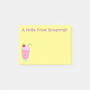 Post-it® Caricature de crème glacée de fraise mignonne