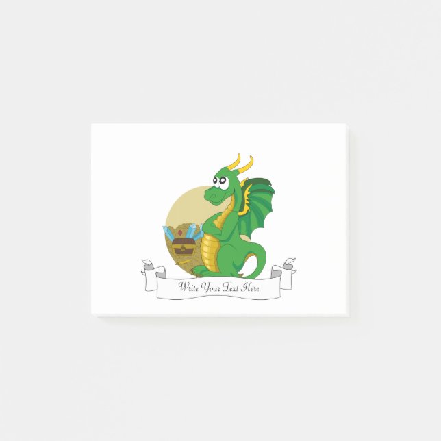 Post-it® Caricature de dragon vert (Devant)