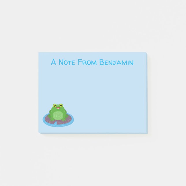 Post-it® Caricature de grenouille verte mignonne (Devant)