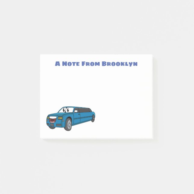 Post-it® Caricature de la Limousine bleu mignonne (Devant)
