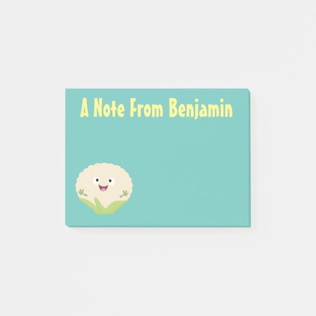 Post-it® Caricature de légume de chou-fleur joyeux (Devant)