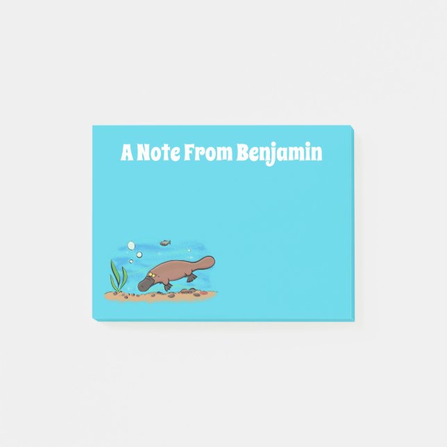 Post-it® Caricature de natation de Cute platypus (Devant)