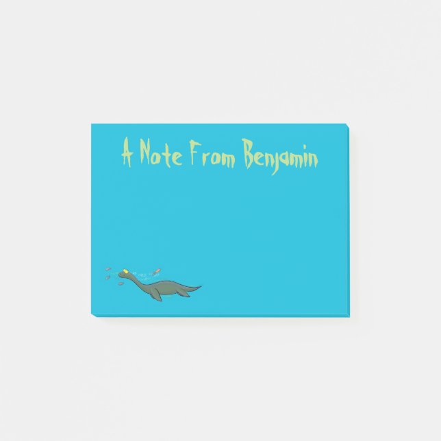 Post-it® Caricature de plesiosaure, monstre marin mignon et (Devant)