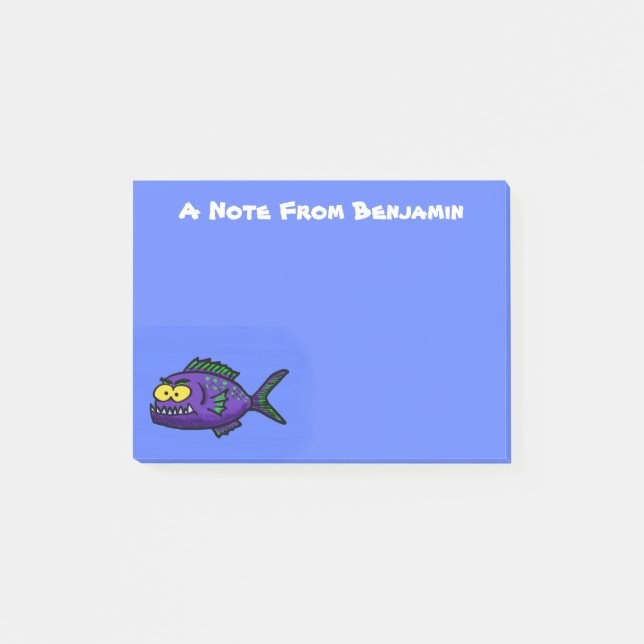 Post-it® Caricature de poisson de Piranha (Devant)