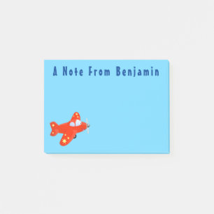 Post-it® Caricature de vol d'avion rouge mignon