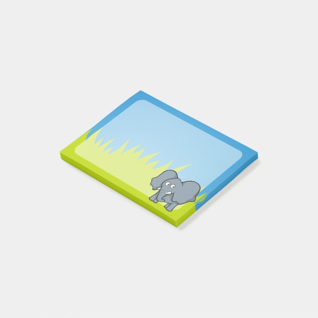 Post-it® Caricature d'éléphant gris (Incliné)