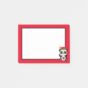 Post-it® Caricature d'elfe de l'ours Panda sur rouge et bla