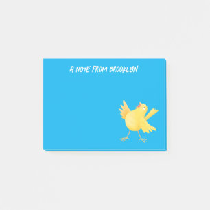 Post-it® Caricature d'oiseau canari jaune chantant mignon