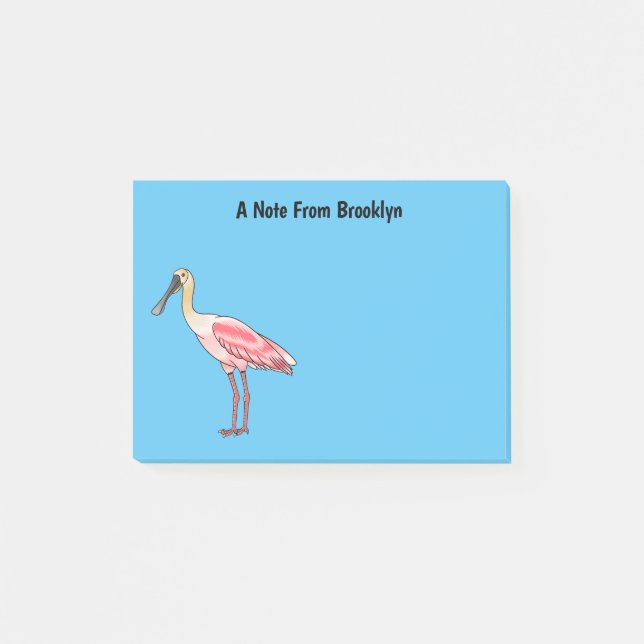 Post-it® Caricature d'oiseau de spatule de rose (Devant)