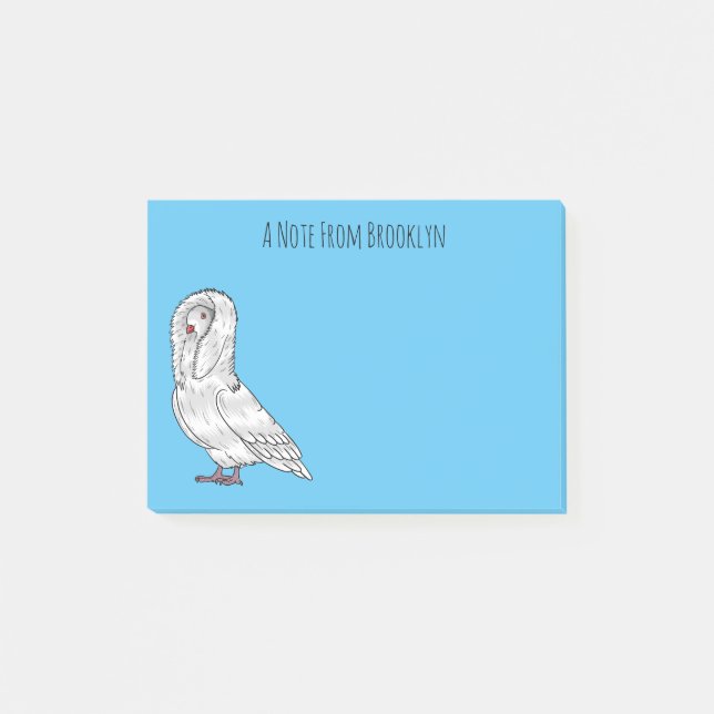 Post-it® Caricature d'oiseau pigeon Jacobin (Devant)