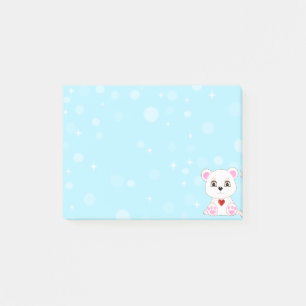 Post-it® Caricature d'ours polaire sur Sky Blue