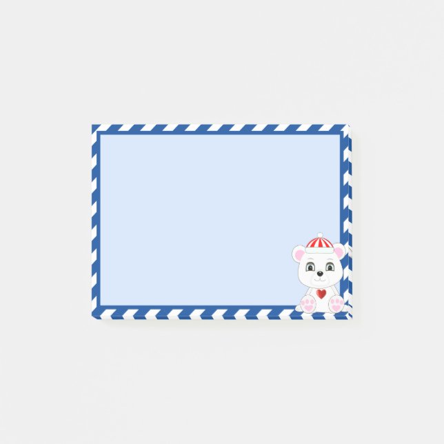 Post-it® Caricature d'ours polaire sur Sky Blue (Devant)