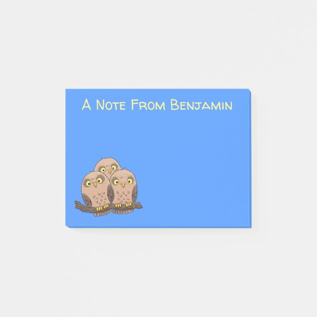 Post-it® Caricature en trio de chouette (Devant)