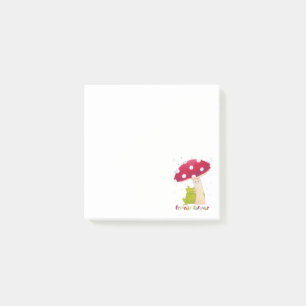 Post-it® Caricature mignonne grenouille assise et champigno