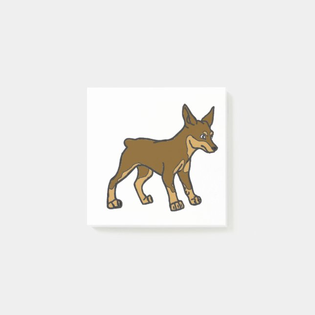 Post-it® caricature miniature pinscher chocolat et bronze (Devant)