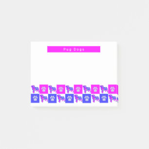 Post-it® Carlin Chien et Paw Hot rose & Blue Silhouette