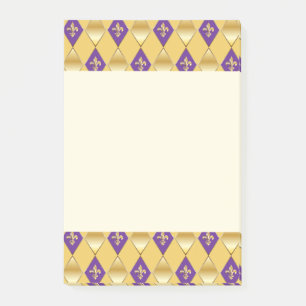 Post-it® Carnaval Mardi Gras Arlequin Gold Fleur de Lis