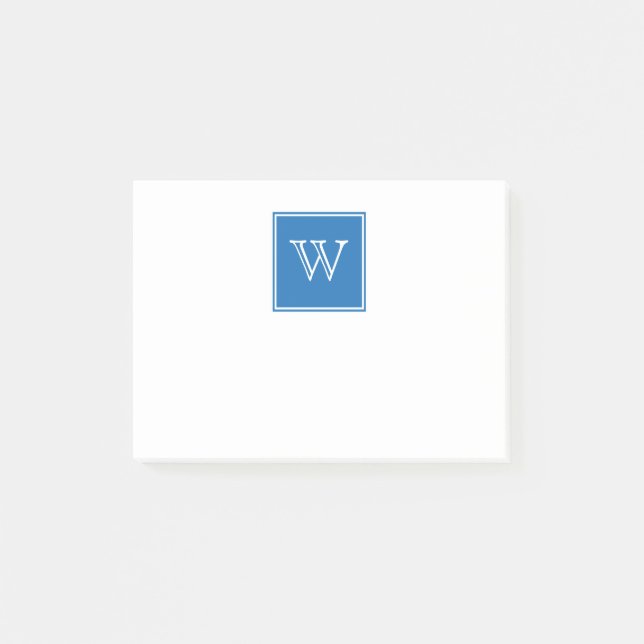 Post-it® Carré bleu Monogramme Notes collantes (Devant)