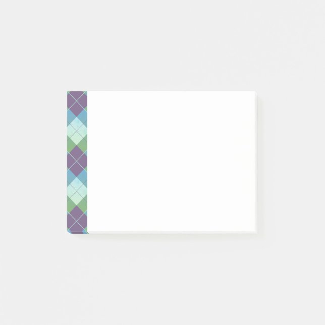 Post-it® Carreaux de Style Argyle Bleu Violet et Vert (Devant)