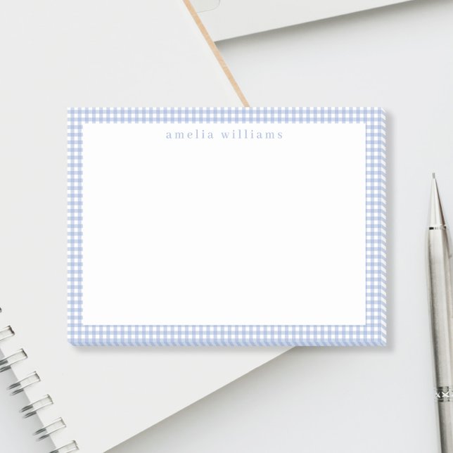 Post-it® Carreaux Gingham Bleu Clair (Créateur téléchargé)