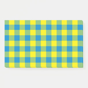 Post-it® Carreaux Vichy Bleu Jaune Vert