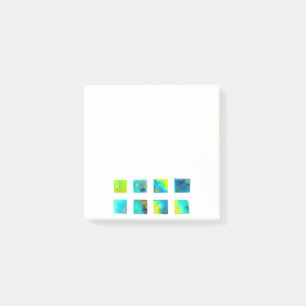 Post-it® carrés bleus et verts à l'aquarelle