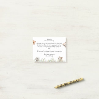 Post-it® Carte Baby shower Invitation Animaux mignons