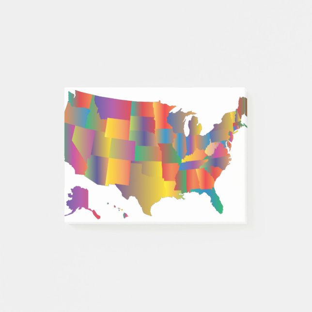 Post-it® Carte colorée de l'Amérique (Devant)