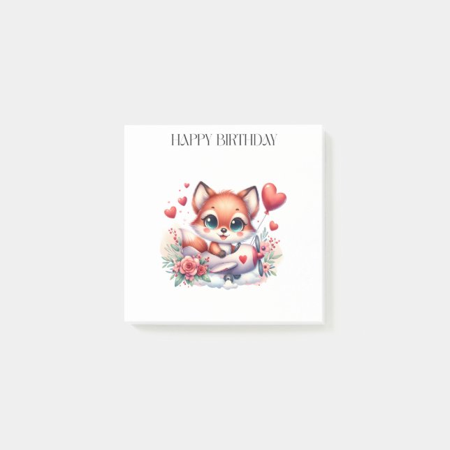 Post-it® Carte d'anniversaire Pilote Renard (Devant)
