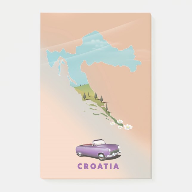 Post-it® Carte de Croatie Affiche illustrée imprimée. (Devant)