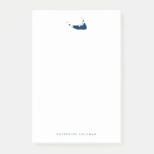 Post-it® Carte de l'île de Nantucket bleu marine Monogramme