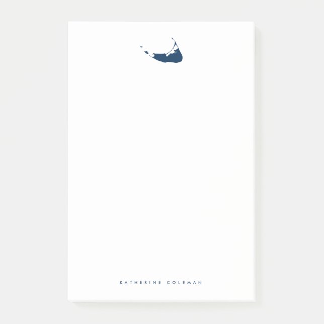 Post-it® Carte de l'île de Nantucket bleu marine Monogramme (Devant)