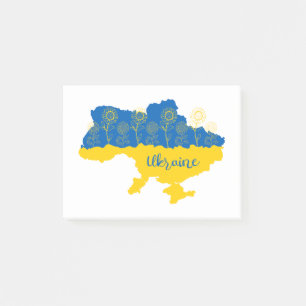 Post-it® Carte de l'Ukraine avec tournesol et drapeau ukrai