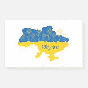 Post-it® Carte de l'Ukraine avec tournesol et drapeau ukrai