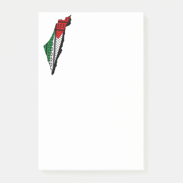Post-it® Carte de Palestine avec drapeau et Motif Keffiyeg (Devant)