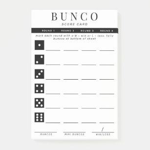 Post-it® Carte de score simple noir et blanc à quatre ronds