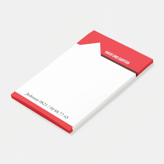 Post-it® Carte de visite rouge blanc agent immobilier  (Incliné)