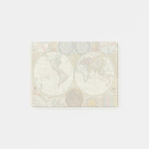 Post-it® Carte de voyage antique vintage Géographie du mond