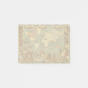 Post-it® Carte du monde Antique 1886 Illustré
