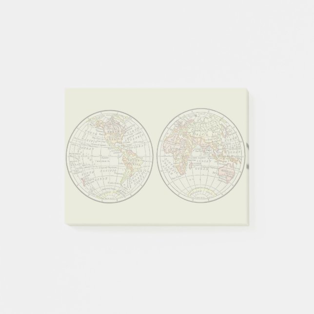 Post-it® Carte du monde de voyage Terre 1916 Atlas mondial (Devant)