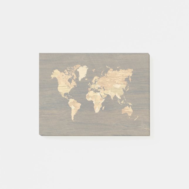 Post-it® Carte du monde en bois (Devant)