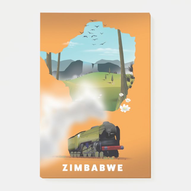 Post-it® Carte du Zimbabwe affiche illustrée (Devant)