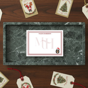 Post-it® Carte Monogramme vacances Dachshund Santa Hat