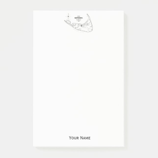 Post-it® Carte Vintage de l'île Nantucket (Devant)